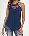 Bluetime Spring Tops for Women Halter Lace Crochet Cute Summer Tank Tops Camisoles Navy M