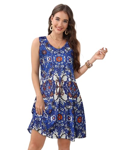 Image of CHICGAL Womens Summer Dresses Casual Sleeveless Loose T Shirt V Neck Sundress Swing Beach Cover Up with Pockets 2026