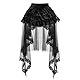 Damen Viktorianische Gothic Spitze High-Low Röcke Lolita Layered Hohe Taille A-Linie Tüll Bustle Rock für Halloween Party, Schwarz, M