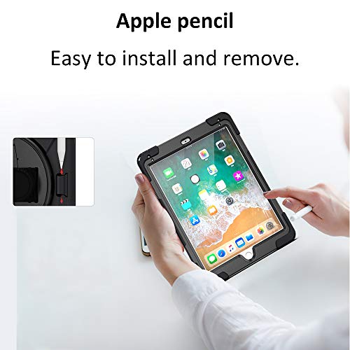 Zenrich Ipad 9.7 Inch Case Zenrich Ipad 9.7 2017/2018 Case Ipad Air 2 Case 2017 Ipad Pro 9.7 Case 2016 With Kickstand Hand Strap And Shoulder Strap-Black #TOP5