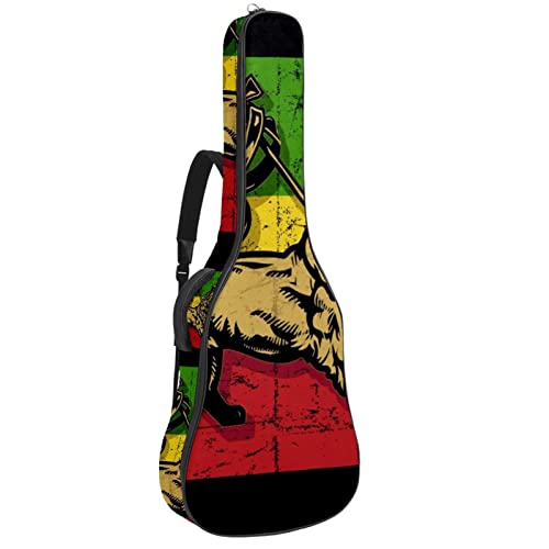 Housse de guitare en tissu Oxford imperméable avec bandoulière réglable Motif lion et drapeau - Les Beatles, Paul McCartney, John Lennon, RIngo Starr, George Harrison Housse de guitare en tissu Oxford imperméable avec bandoulière réglable Motif lion et drapeau