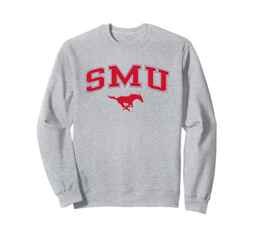 SMU Mustangs Arch Over Heather Gray Officially Licensed Sweatshirt