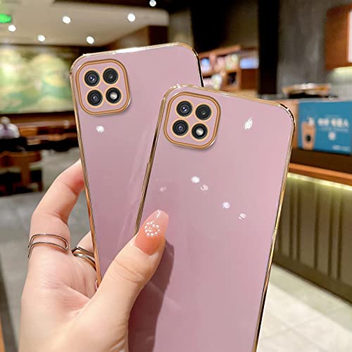 For Boost Mobile Celero 5G Phone Case(Not For Plus), Samsung A22 5G Case For Women Electroplating Luxury Aesthetic Trendy Pretty Full Camera Soft Tpu Protection Shockproof Cover For A22 5G(Violet) #TOP3