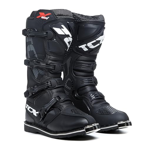 TCX - X-Blast, Bota de Motocross, Bota de Enduro y Bota Todoterreno para Hombre con Parte Superior de Microfibra y Suela Goodyear Construction, Negro