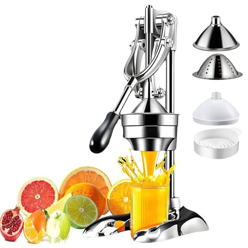 Image of Citrus Juicer Manual Juicer Press - Professional Heavy Duty Cold Press Fruit Extractor for Pomegranate, Citrus, Lemon, Orange - Easy to Clean Stainless Steel Construction