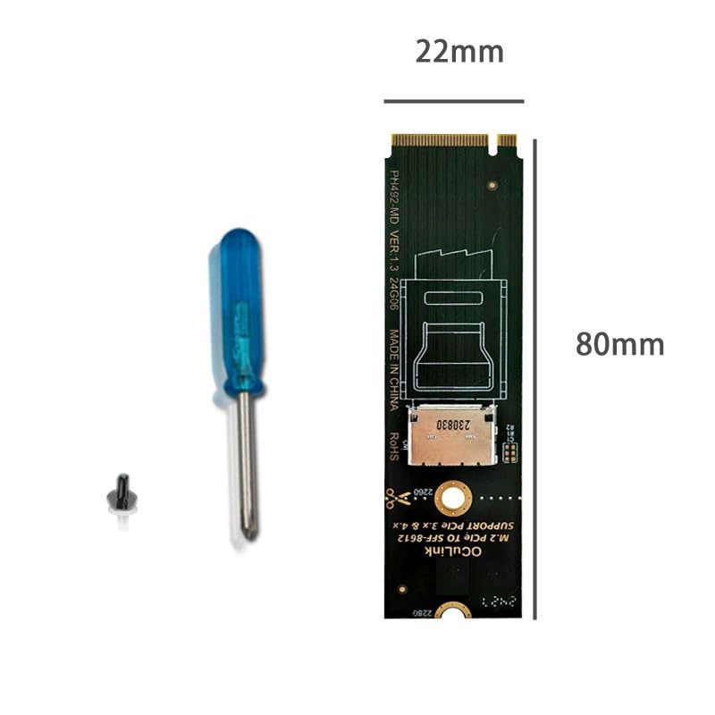 M.2 NVMe PCIe 4.0 to OCuLink SFF-8612 Adapter Card, x4 Host Interface, SFF-8611 4i Compatible