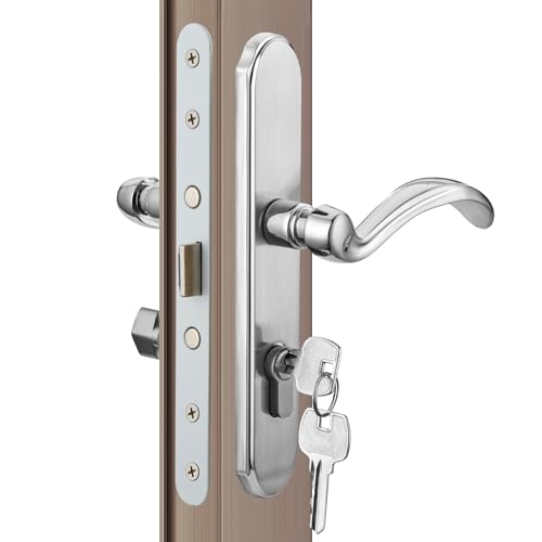 MaxxGeek Storm Door Handle Accessory Set fit Pella Storm Door Handle Replacement Part with Key and Lock Cylinder (Brushed Nickel)