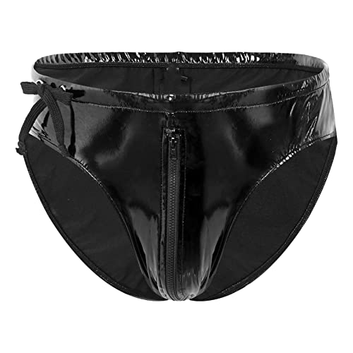 Men Shiny Liquid Metallic Underwear Bikini Swimsuit Bulge Pouch Swim Trunks