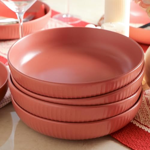 Image of Stone Lain Logan Stoneware Pasta Bowl Set of 4, Terracotta