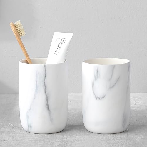 Marble Toothbrush Holders - 2 Ceramic Toothbrush Holders for Bathrooms