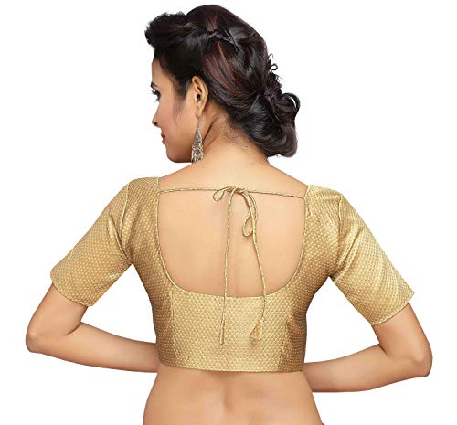 Image of Studio Shringaar Women's Brocade Half Sleeve Bright Readymade Saree Blouse