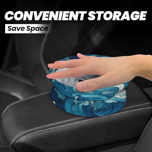 Image of Small Car Trash Can, Ocean Waves Design Hanging Foldable Car Trash Bag, Waterproof Leakproof Garbage Bin, Car Interior Organizer Accessories