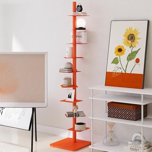 Estantería giratoria, torre vertical de 9 niveles para espacios pequeños, rotación libre de tres lados, estantería ajustable para organización