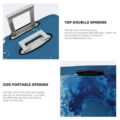 Wave Crashing Minimalist Blue Gradients Elastic Travel Luggage Covers Dustproof Scratch-Resistant Suitcase Protector Fit 22-24 Inch3