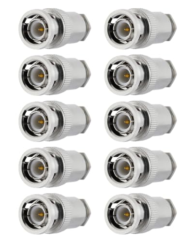 Vecys 10 PCS BNC Male Connectors 50 Ohm BNC Male Plug Solder Clamp Connector for RG58 RG142 RG400 LMR195 RF Coax Cable - Image 2