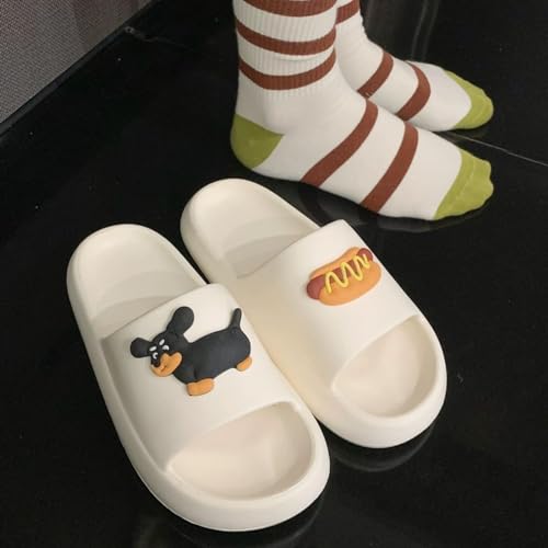 Women’s Slides Cute Bathroom Slippers Non-Slip with Cartoon Hot Dog2