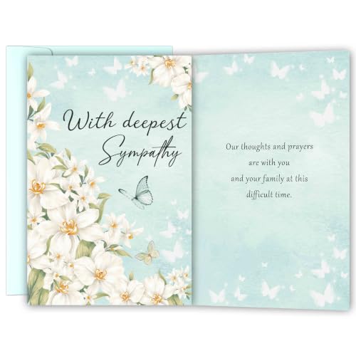 Image of Sympathy Card with Printed Message Inside, Condolence Card for Loss of Loved One, Heartfelt Thinking of You Cards, Bereavement Gift for Family Friend Coworker