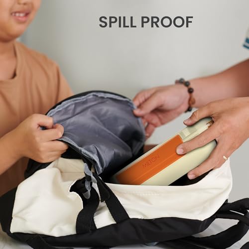 Image of MILTON Super Sherry Tiffin Lunch Box for Kids Boys & Girls with Leak-Proof Inner Container| Food Grade,BPA Free,Compact & Durable Snacks Box for Kids I Plastic Spoon & Fork, 780 ml, Beige