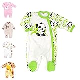 Baby Sweets® Unisex Baby Strampler / Baby-Overall aus 100% Bambus in Beige Grün als Schlafanzug und Babystrampler mit Panda-Motiv für Neugeborene und Kleinkinder in der Größe: 1 Monate (56)