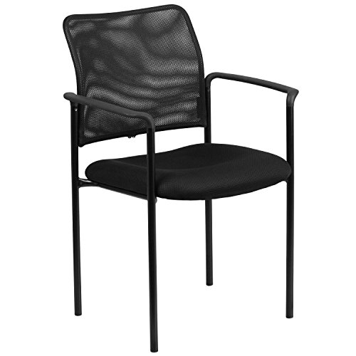 Flash Furniture Silla Lateral De Acero Apilable Cómoda De Malla Con Brazos, Metal, Black, Set Of 1 Flash Furniture Silla Lateral De Acero Apilable Cómoda De Malla Con Brazos, Metal, Black, Set Of 1