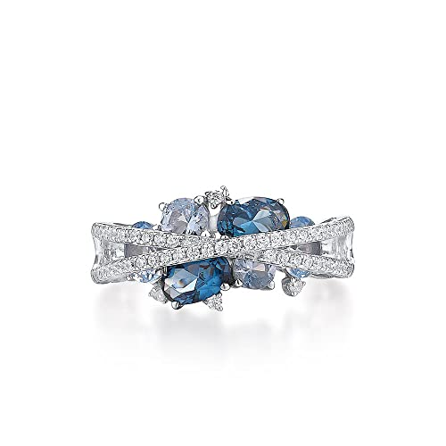 Bague spinelle bleu femme et anneau zircone cubique authentique