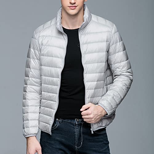 Veste d'hiver fine pour homme coupe-vent gris XL blouson chaud à capuche