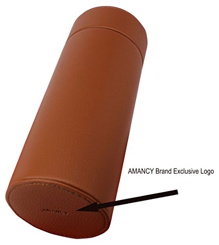 Amancy Practical Travel 5 Cigar Humidor,Brown Leather Cedar Wood Lined Cigar Jar, Portable Cigar Case With Humidifier #TOP1