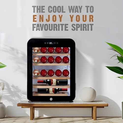 Image of ROCKWELL 23 Bottle Wine Cooler, 65L Freestanding Refrigerator, Digital Temperature Control Fridge for Red, White, Champagne, or Sparkling Bottle (RWNS23)