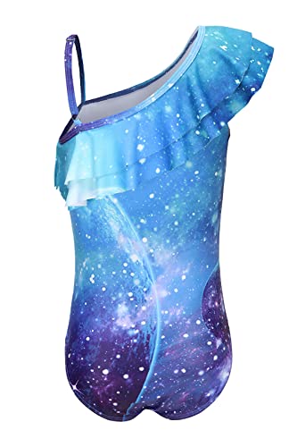 Image of Girls One Piece Swimsuits One Shoulder Ruffle Bathing Suit Kids Hawaiian Floral Swimwear 3-16 Years