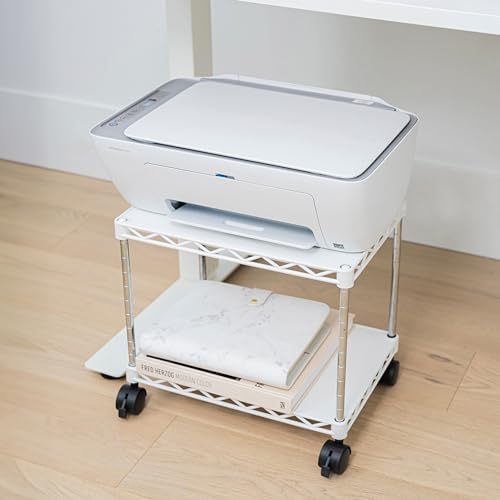 Sobuy Meuble Imprimante à Roulettes Support Imprimante Avec 6 Compartiments Petit Meuble De Rangement Bureau, Blanc, 60x35x75cm, Fbt68-w