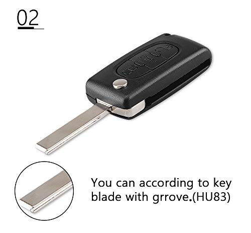 Sleutelbehuizing voor Peugeot met krasvrij lemmet en elektronica - Afbeelding 4