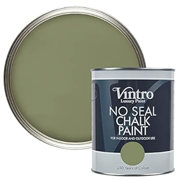 Vintro Paint | No Seal Chalk Paint | Green | Interior & Exterior Use | Furniture | Walls | Wood | Metal | 1 Litre (ChiffChaff Green)
