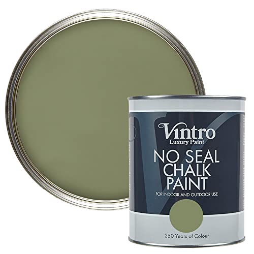 Vintro Paint | No Seal Chalk Paint | Green | Interior & Exterior Use | Furniture | Walls | Wood | Metal | 1 Litre (ChiffChaff Green)