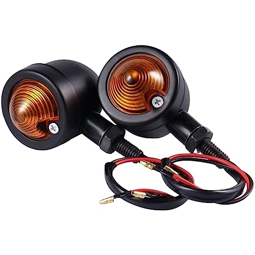 FJmark バイクウインカー 砲弾型 ブレット型 汎用 小型 ミニ ウィンカー 高輝度 アメリカン レトロ 2個セット フロント リア ブラック シルバー (ブラック2個セット)