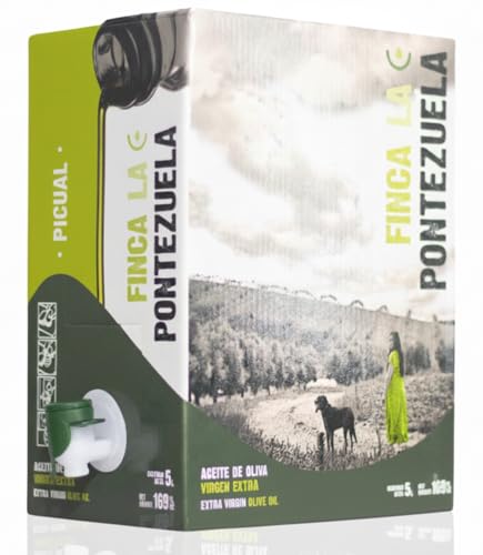 Finca La Pontezuela AOVE 5 Litros Picual - Aceite de Oliva Virgen Extra Garrafa 5L (Formato Bag in Box) - Cosecha Temprana, Intenso y Alto en Polifenoles - Origen España