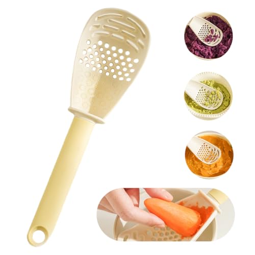 UZYXC Schiacciapatate Multifunzione 5 in 1, per Schiacciare, Macinare, Filtrare, Setacciare e Separare Albume, Antiscivolo e Lavabile in Lavastoviglie, per Purea, Verdure, Frutta, Cibo per Bambini