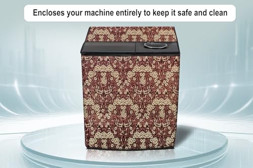 Image of Stylista Waterproof and Dustproof PVC Washing Machine Cover Compatible for Godrej 7 Kg Semi-Automatic Top Loading WS EDGE CLS 70 5.0 PN2 GPGR, Floral Pattern Beige