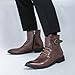 Mens Leather Pointed Toe Lace Up Ankle Chukka Boots Fashion Ankle Buckle Strap Side Zip Low Block Oxford Boots For Formal Business Work Office Daily (Brown,10)