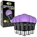 CLAR - Lampadina UV, Lampada Luce Nera, Luce Ultravioletta, Luce LED Nera, LED UV, UV Light, Luci UV, Luce Nera, Neon UV, Lampada Raggi UV, 10W, (Pack 5) Base nera (UV)