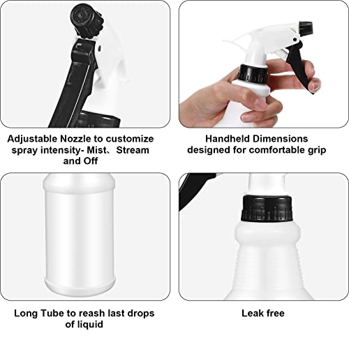 Rtteri 24 Pcs 16 Oz Plastic Spray Bottles Leakproof Empty Squirt Bottle Reusable Cleaning Bottles Adjustable Nozzle With Tags For Solutions Plants Watering Hair Auto Details Bathroom Kitchen #TOP2
