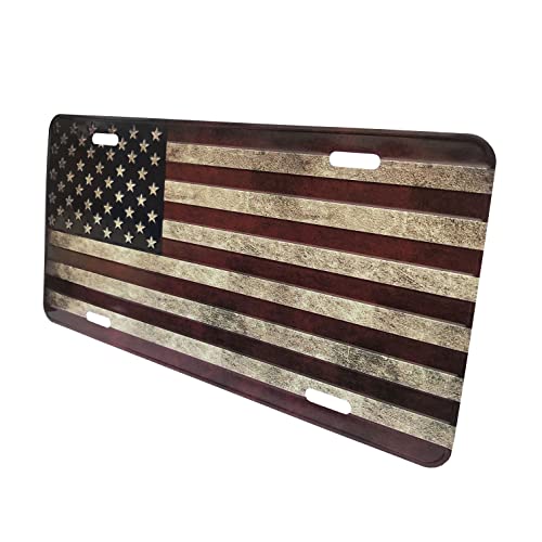 Caartixer 3D Metal American Flag License Plate,American Flag Emblem Plate Frame Premium Aluminum Alloy Durable Novelty Usa Patriotic (Retro Classic) #TOP1