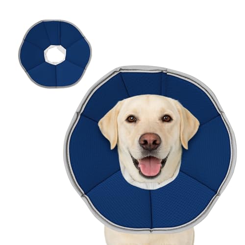 Image of MAXFUT Dog Cone Collar,Soft Cone for Dogs to Stop Licking After Surgery,Non Inflatable Dog Donut Cone (Blue, XL)