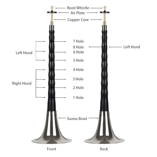 YCXYQ D key - Ebony Suona Professional Suona Chinese Traditional Musical Instrument Suitable for Beginners and Professional Performers with Full Set of Accessories