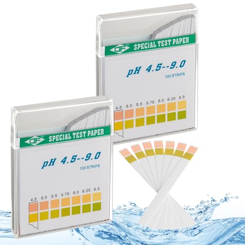 ECENCE Bandelettes de test de pH 200 pièces, papier de test tournesol, plage de mesure 4,5-9, papier indicateur universel, test d'acidité pour aquariums, eau potable