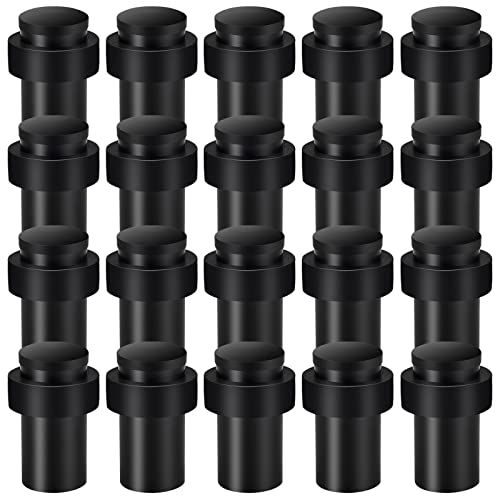 KOLAKO Black Door Stops, 20 Pack Door Stoppers Floor Wall Mount 2.5 Inch(65mm) Heavy Duty Door Stop Modern Decorative Solid Cylindrical Doorstop Bumper, Wall Protector