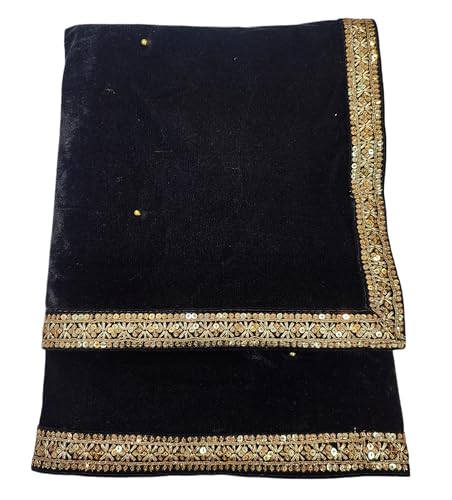 Image of Navti Creations Women's Stole Dupatta In Velvet With Cross Design Border (length -2.25m, Width-75cm)