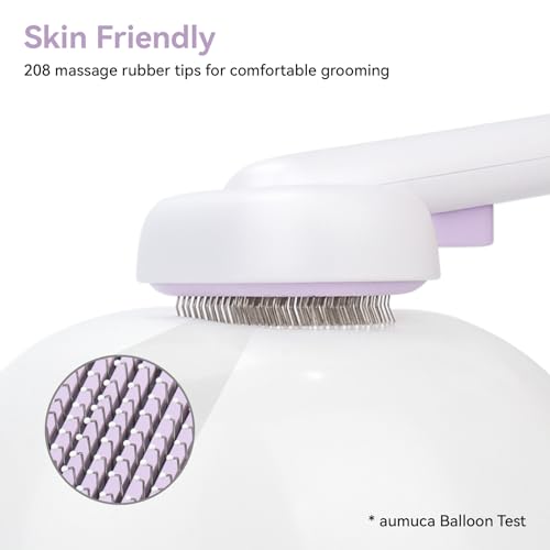 Image of aumuca Cat and Dog Grooming Brush for Shedding, Removes Loose Fur from Long or Short Haired Pets - Ideal for Cats, Kittens, Rabbits, and More - Purple