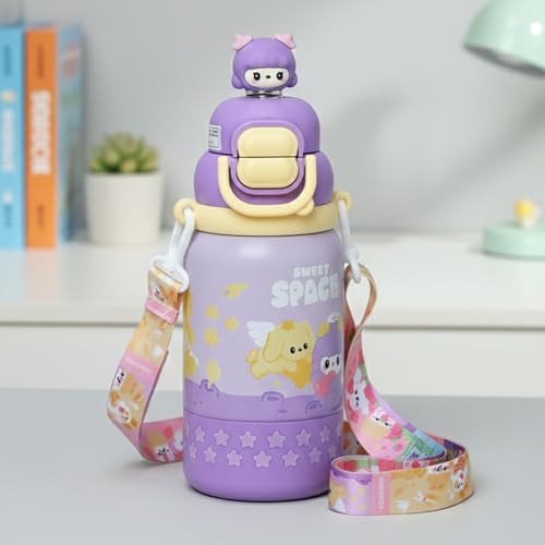 Image of Mee Mee Oasis Sip Kids Insulated Water Bottle 460ml | SUS316 Stainless Steel | 3-in-1 Straw, Spout & Sip Lid | Leakproof School Bottle for Kids | 12H Cold & 8H Hot | BPA-Free Sipper with Strap