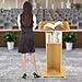 Mobile Wood Podium Stand, Podium Stand Wooden Speaking Lectern, Teacher Speaker Presentation Stand, Portable Podium Stand Mobile Lectern for Church Office School (Oak)