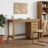 Ziaphsol Schreibtisch und Rollcontainer Set Moss Honigbraun 2-teilig modernes Büromöbel für Homeoffice Arbeitszimmer mit viel Stauraum und stilvollem Design für effiziente Organisation